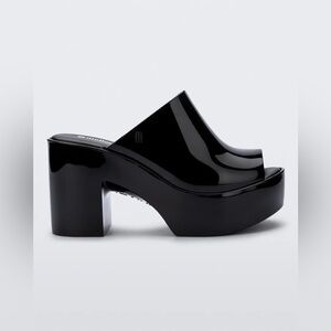 MELISSA Black Glitter Platform Mules (US 6)